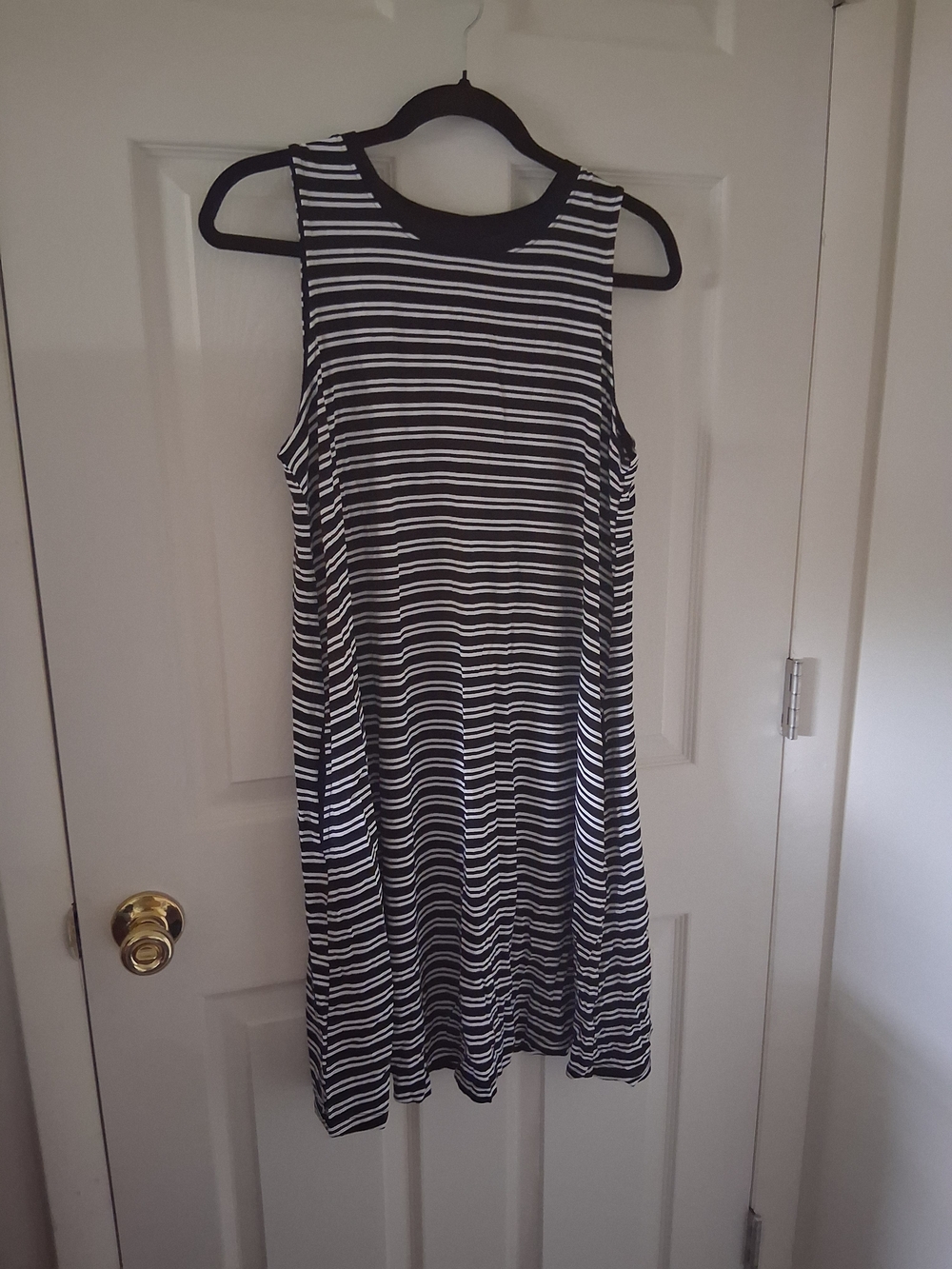 Time and Tru Black & White Striped Tank Dress